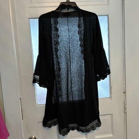 Spadehill Women’s Black Mesh and Lace Swim suit kimono style coverup size XL - Picture 6 of 6